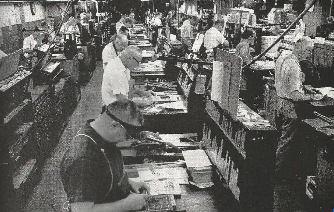 Composing room of the Post-Dispatch